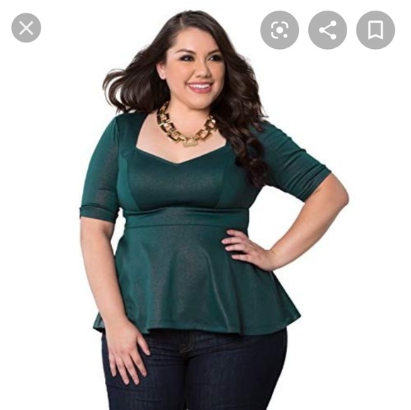 Kiyonna Tops - Kiyonna Teal Peplum Top